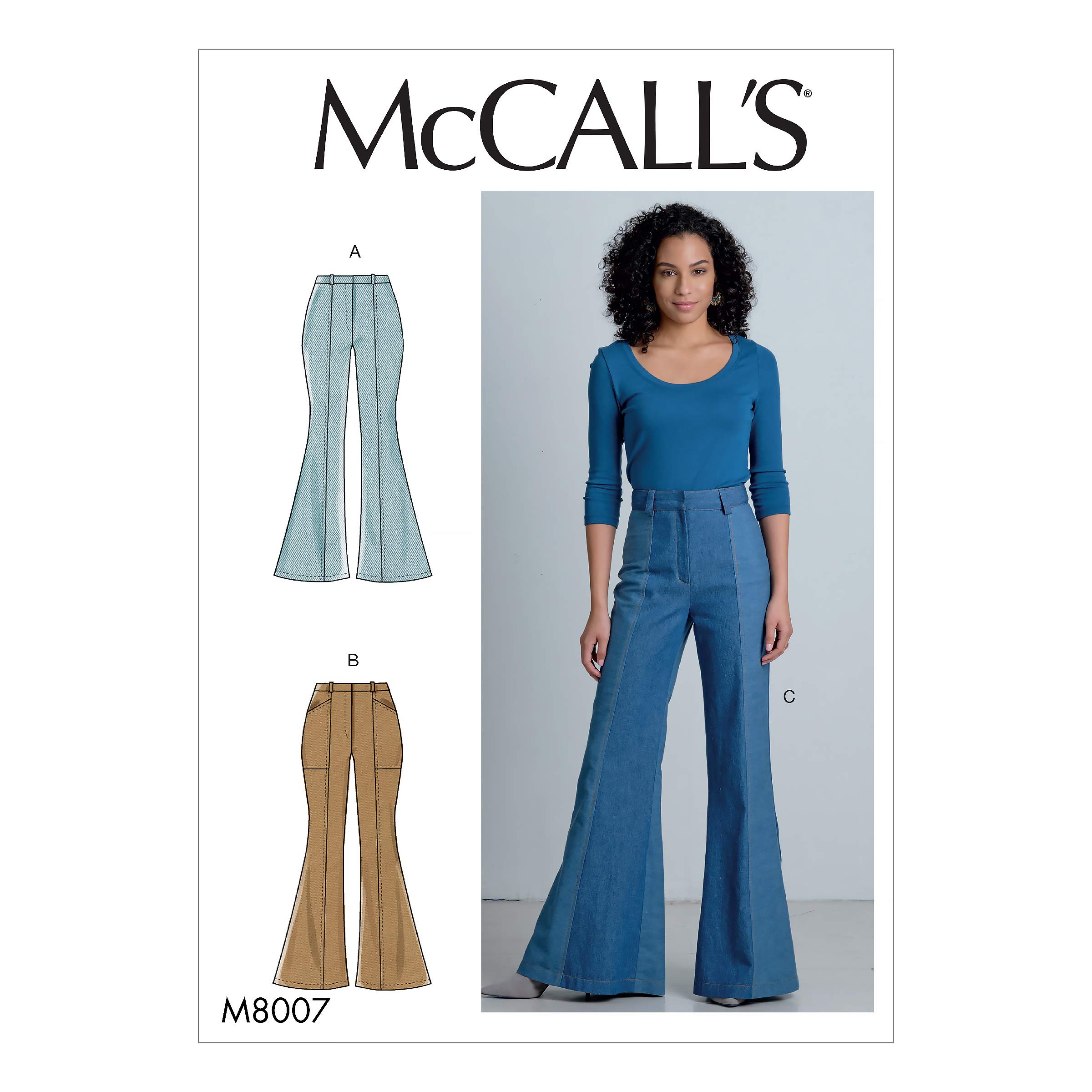 McCall's Sewing Pattern-M8007A5-Misses' Pants, Paper, White, Various