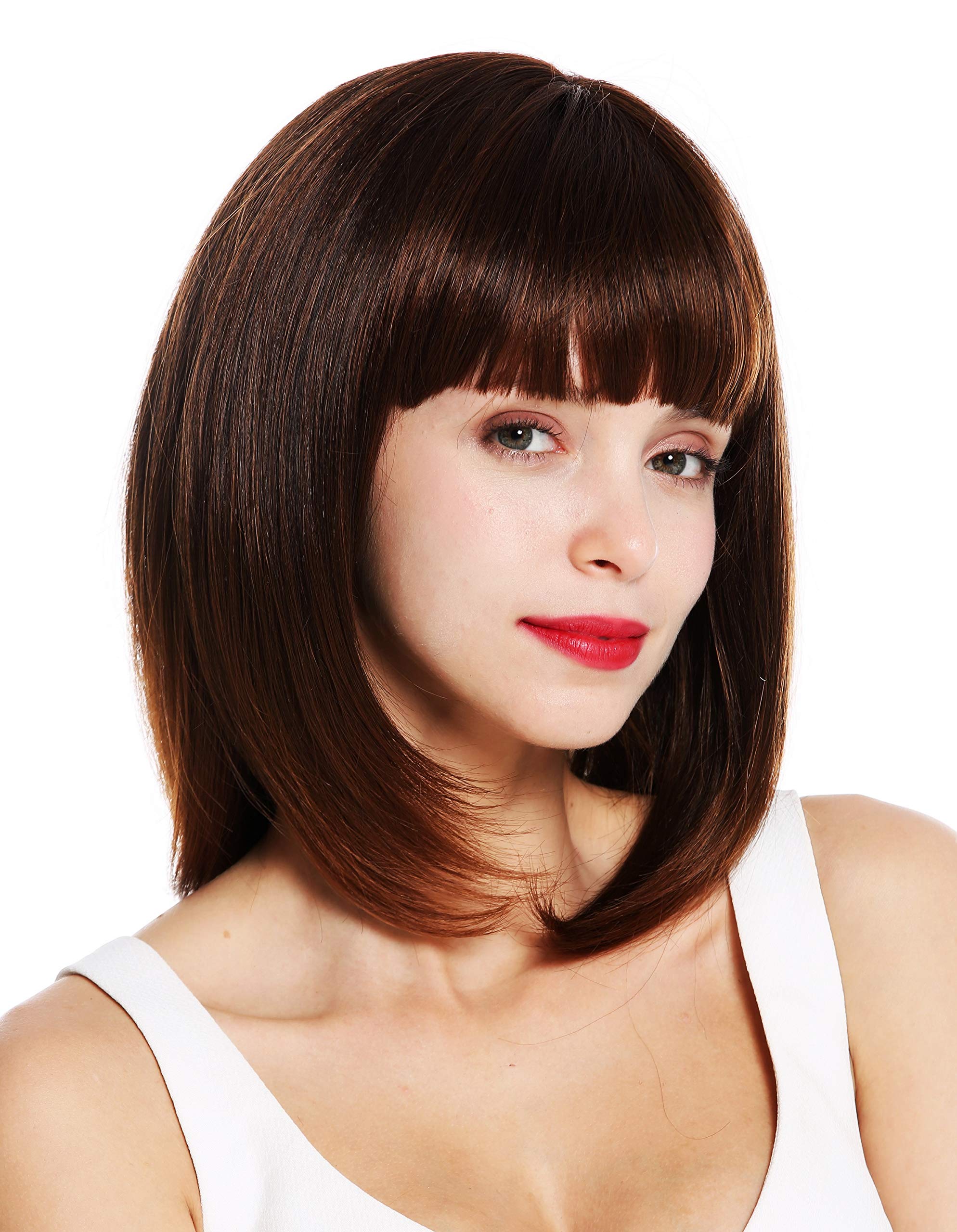 WIG ME UP - VK-49-2T30 quality women's wig shoulder length sleek long bob fringe chestnut