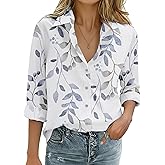 Zeagoo Womens Cotton Linen Button Down Shirts Loose Fit Long Sleeve Collared Blouse Casual V Neck Tops Outfits S-3XL