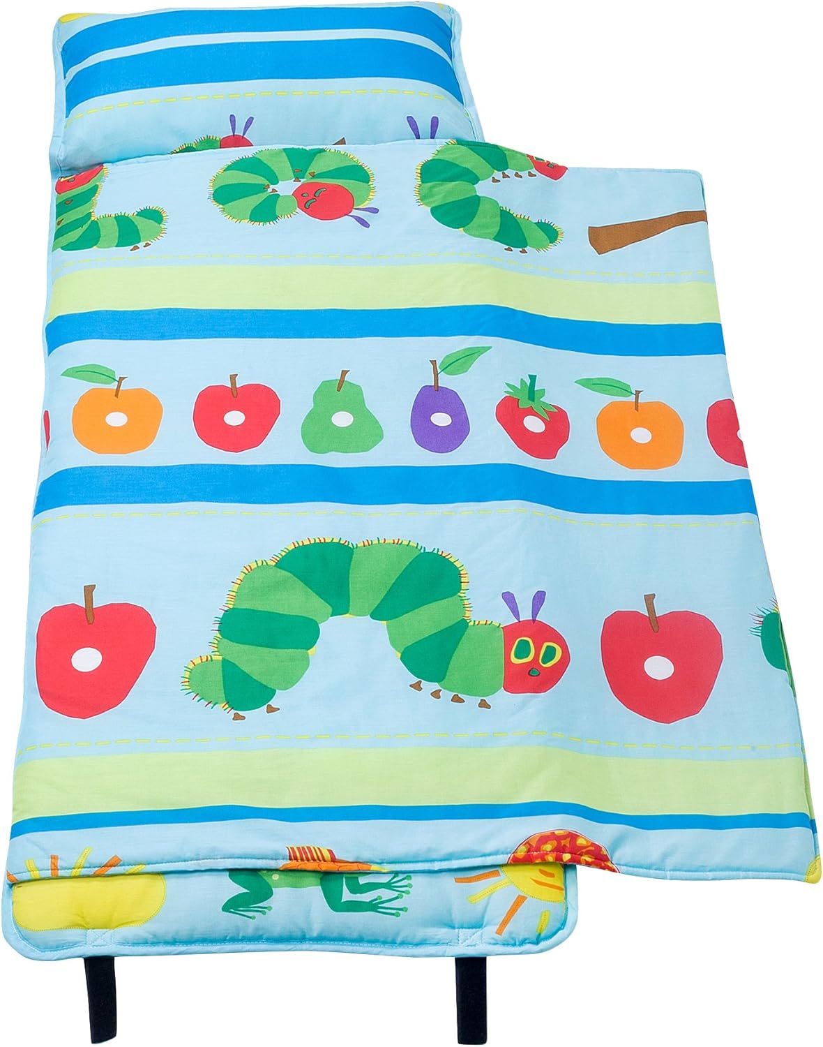 Wildkin 100% Cotton Nap Mat with Pillow for Toddler Boys and Girls, Ideal for Daycare and Preschool, Measures 50 x 1.5 x 20 Inches, Mom's Choice Award Winner, BPA-Free, Olive Kids (Caterpillar)