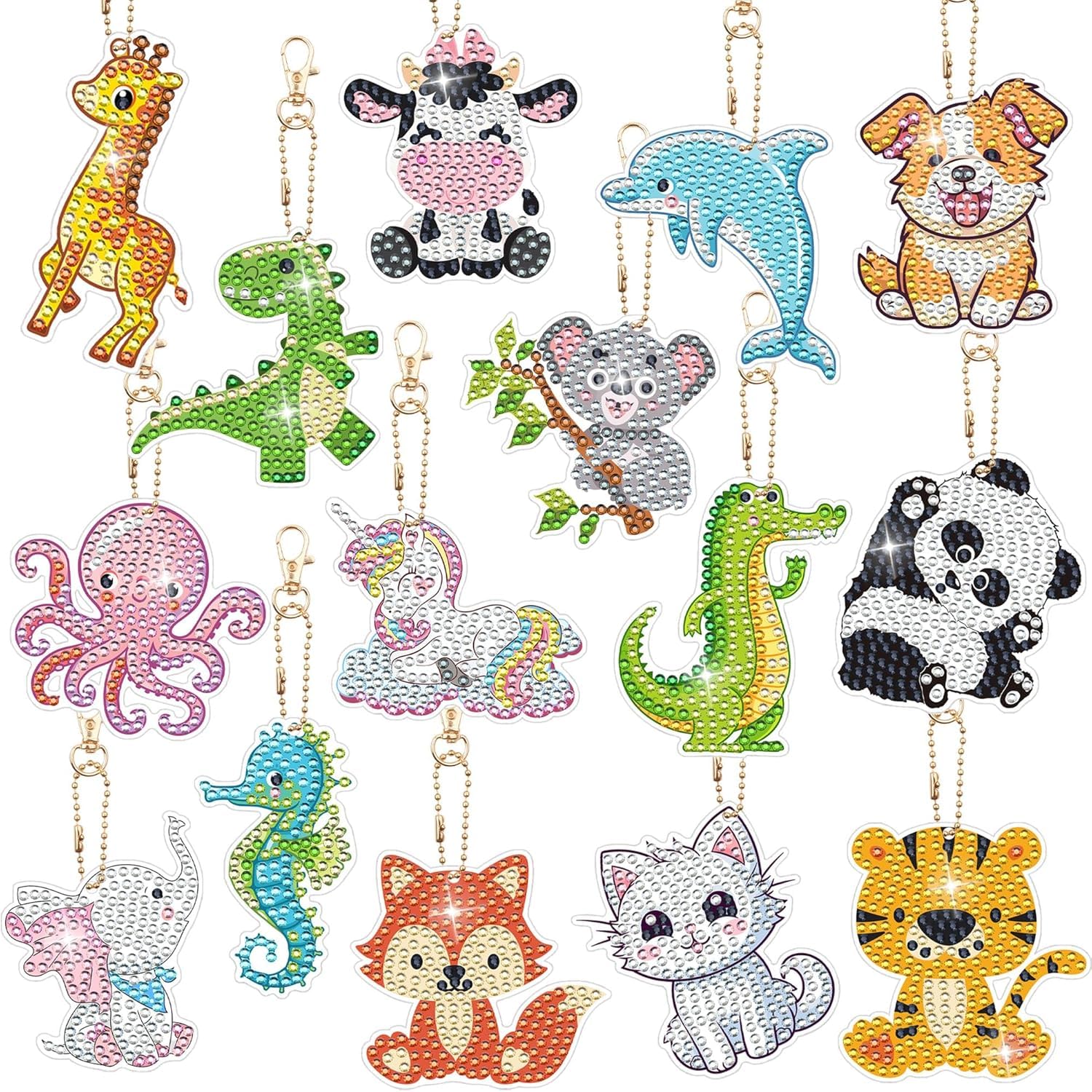 Photo 1 of MATHARAGO Diamond Art for Kids 6 Pcs DIY Diamond Painting Cartoon Keyrings Set, Painting by Number Gem Keychains Craft Kits for Kids Ages 6-12, Gifts for Birthday, Back to School