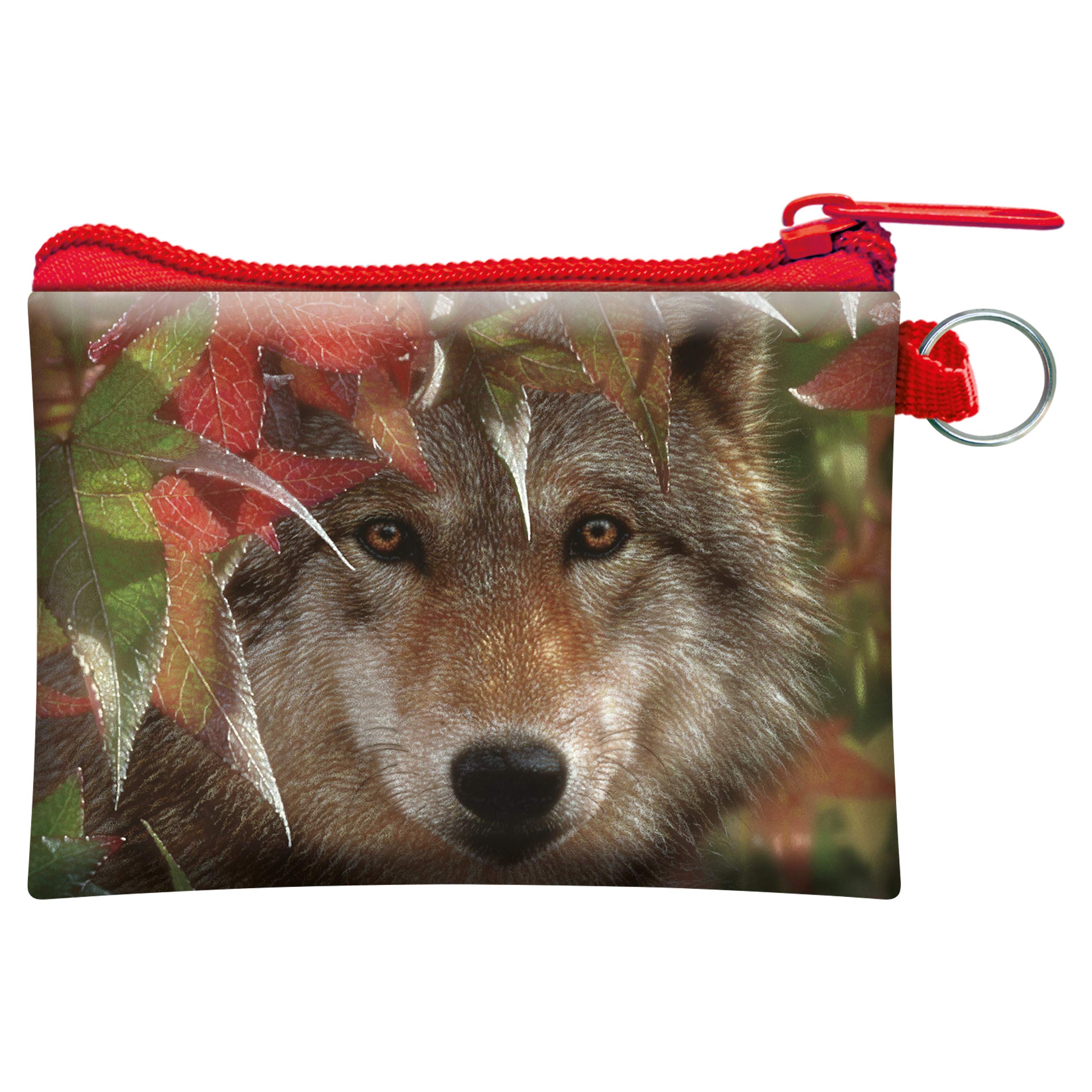 3D LiveLife Coin Purse - Autumn Encounter from Deluxebase. Lenticular Wolf Themed Wallet Featuring Secure Zip, Compact Design for Cash and Card Storage. Perfect Wild Animal Gift.