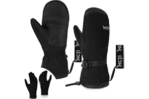 MCTi 2 in 1 Winter Ski Gloves for Men, Waterproof Snowboard Gloves, Thick Ski Mittens & Fleece Glove Liners, 2 Pairs