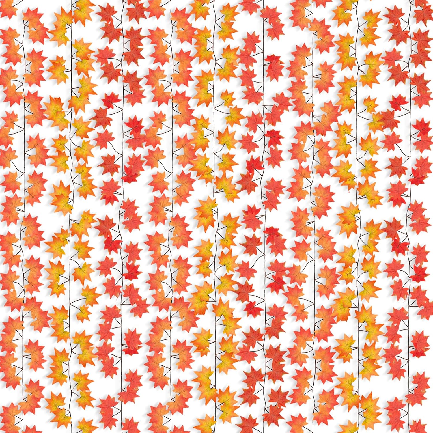 Wreaths, Garlands & Swags - 12 Pack Maple Leaf Garland, Cute Fall Decor Hanging Vines Garland Artificial Fall Leaves for Mantel Home Party Office Thanksgiving Decorations (Mixed Color)