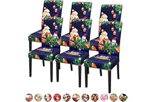DREAHOTEXTIL Christmas Chair Covers for Dining Chairs, Dining Room Chair Covers Set of 6, Stretch Parsons Chair Slipcovers, Removable Washable Dining Chair Cover for Home Hotel Banquet Holiday Decoration
