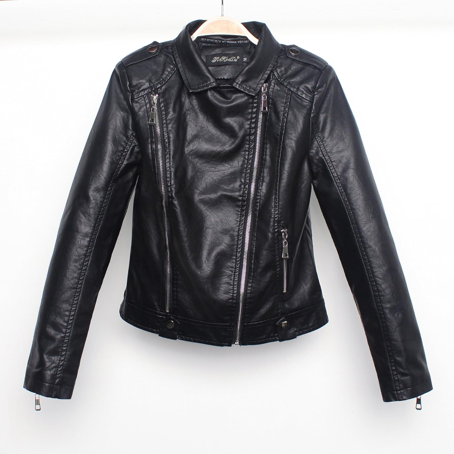 Lisa Pulster ライダースジャケット ジッパー フェイクレザー ブルゾン アウター レディース ジャケット バイカージャケット 革ジャン Pu レザー ショート丈 かっこいい コート ジャケット 通販 Amazon