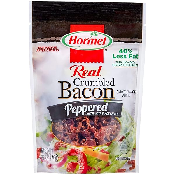 HORMEL CRUMBLED BACON, PEPPERED, 3 OUNCE