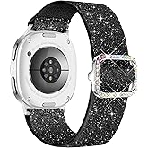 wipalor Galaxy Watch 8 Band 40mm 44mm for Samsung Watch Bands, Galaxy Watch 8 Classic Band Women Bling Sparkly Stretchy Nylon for Samsung Watch 44mm 46mm-Black