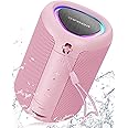 Portable Bluetooth Speaker with Lights, Powerful Crystal Clear Sound,IPX5 Waterproof, All Day Playtime, AUX&TF-Card Input, Bluetooth 5.3, TWS Paring, Small Wireless Speaker for Outdoor, Gift Ideas