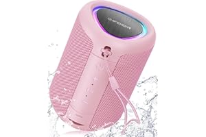 CHIFENCHY Portable Bluetooth Speaker with Lights, Stocking Stuffers, Powerful Crystal Clear Sound, IPX5 Waterproof, All Day Playtime, BT 5.3, TWS Paring, Small Wireless Speaker for Outdoor, White Elephant Gifts