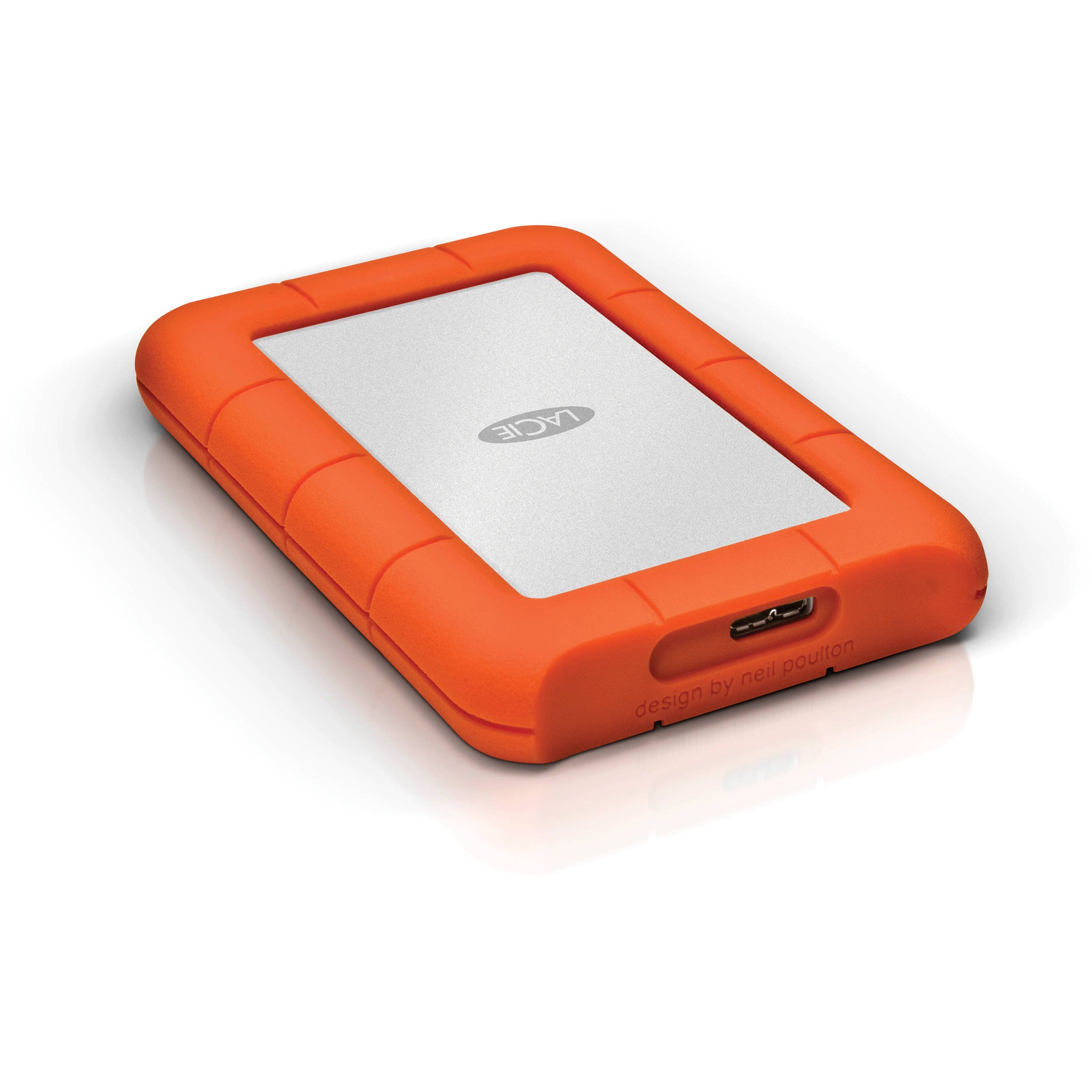 LaCie LAC301558 1 TB Dust and Water Resistant Mini External Hard Disk Drive - Grey /Orange