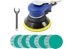 Air Random Orbital Sander by UPWOOD, Pneumatic Palm Sander With 10 Pcs Sandpapers for Auto Body Work, Woodworking (5 Inch)