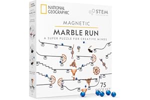 National Geographic Magnetic Marble Run - 75-Piece STEM Building Set for Kids & Adults, Magnetic Track & Trick Pieces, Marble