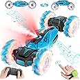 CoziBB Gesture Sensing RC Stunt Car, Remote Control Car for Ages 6-12, with Spray Lights Music, Birthday Gift for Boys Girls, 4WD 360° Spins All Terrains RC Cars for Kids (Blue)