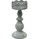 Sagebrook Home AM10331-01 Vintage Candle Holder, Green Metal, 4 x 4 x 9 Inches