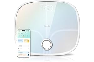 Etekcity Smart Rechargeable Scale for Body Weight, BMI, Fat, Muscle Mass, FSA&HSA Eligible, Digital Bathroom Scale with 13 Metrics, Secret Mode, Bluetooth Connect to Free Apps, Rainbow White