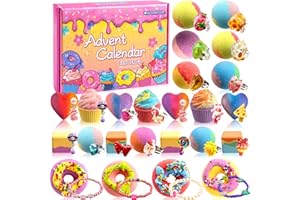 OUMUAMUA Bath Bombs Advent Calendar 2024 Kids with Surprise Toys Inside 24 Days of Christmas Countdown Calendar Donut Cupcake Scented Bath Bombs Set Spa Birthday Christmas Gifts for Kids Girls