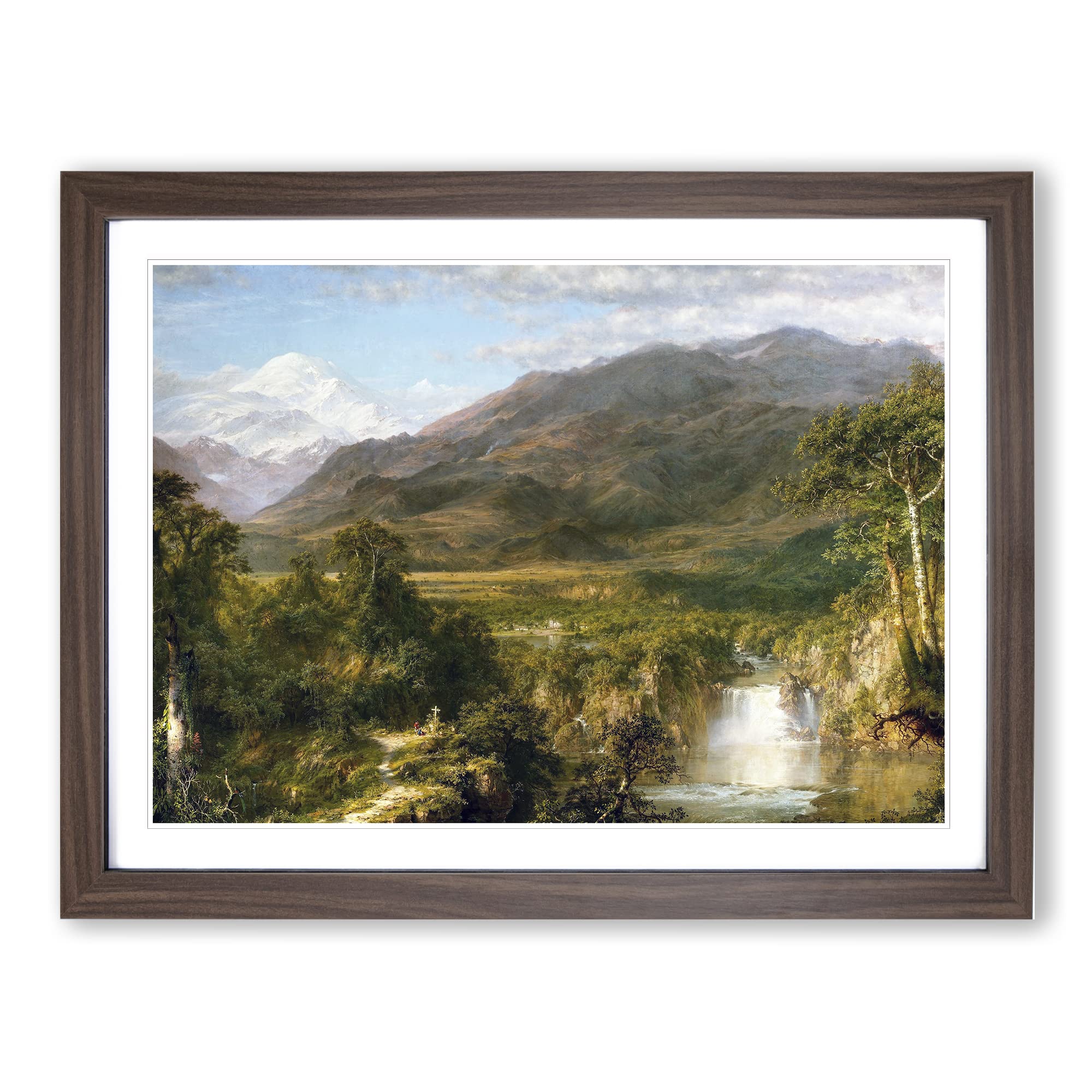 Heart Of The Andes By Frederic Edwin Church Classic Painting Framed Wall Art Print, Ready to Hang Picture for Living Room Bedroom Home Office Décor, Walnut A4 (34 x 25 cm)
