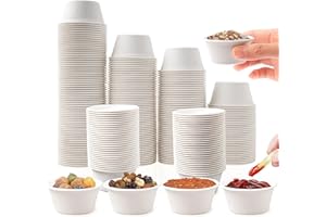 500 Pack 2 oz Paper Portion Cups, Disposable Souffle Cups, Jello Shot Cups, Small Condiment Cup Sauce Containers for Sample J