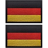EmWoot 2PCS Germany Flag Patches Embroidered Morale Patch Hook and Loop | Tactical Military Patch,Versatile Tactical Attachment,Applique Fastener,3&times;2 inches,Black Border