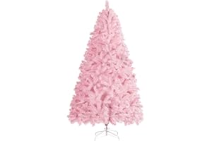 Yaheetech 6ft Pink Artificial Christmas Pine Tree Seasonal Holiday Carnival Home Party Decoration for Home, Office, Party Decoration Indoor Outdoor with 818 Branch Tips and Foldable Stand