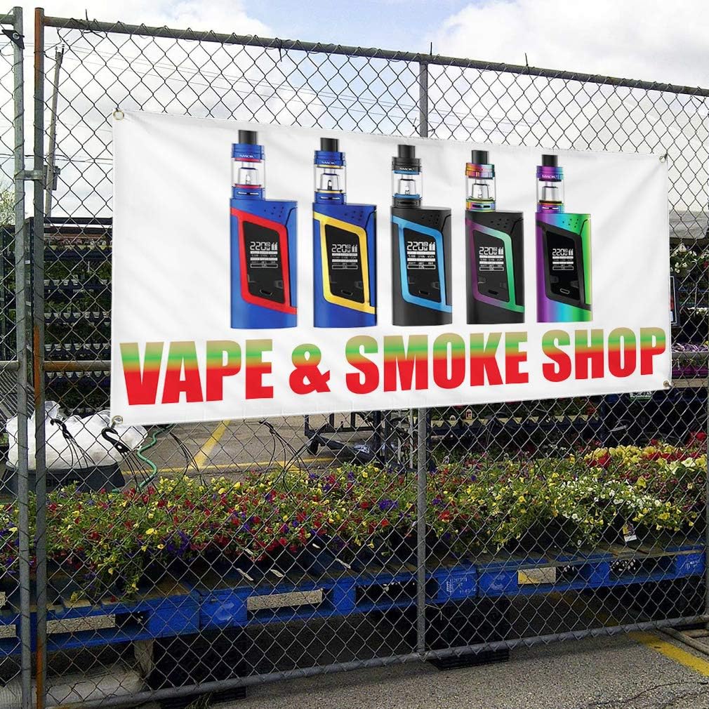 Multiple Sizes Available 4 Grommets Vinyl Banner Sign Vape & Smoke Shop
