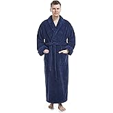 Arus Men's Shawl Collar Full Length Tall Long Fleece Robe, Turkish Bathrobe