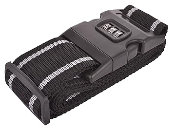 EZ Life Travel Safety Nylon Strength Travel Belt Luggage Strap with Combination Lock - Black & Grey Color