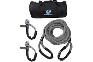 Ucreative 1" x 30' Kinetic Recovery & Tow Rope Kit Max 48,000 lbs Breaking Strength with 2PCS Synthetic Soft Shackles for Off-Road Vehicle 4WD Pick Up Truck SUV (Gray)