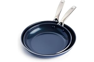Blue Diamond Cookware Diamond Infused Ceramic Nonstick 9.5" and 11" Frying Pan Skillet Set, PFAS-Free, Dishwasher Safe, Oven Safe, Blue