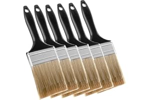 KINJOEK Paint Brush 6 Packs 3 Inch, Home Wall Trim House Chip Paintbrush Set, Professional Multi-Purpose Home Repair Tools for DIY Paint Stains Varnishes Glues Acrylics Cabinet Deck Fence Edge Door
