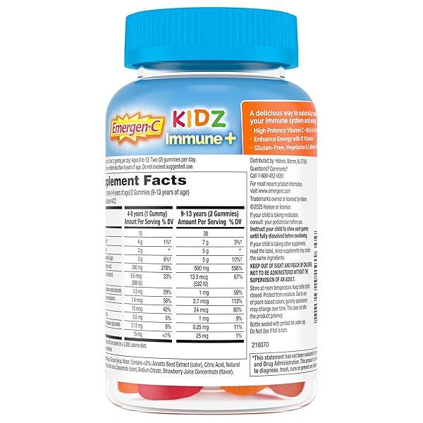 EMERGEN-C KIDZ IMMUNE+ IMMUNE SUPPORT DIETARY SUPPLEMENTS, FLAVORED GUMMIES WITH VITAMIN C, B VITAMINS AND VITAMIN D FOR IMMUNE SUPPORT, FUN-TASTIC FRUIT FLAVORED GUMMIES – 44 COUNT