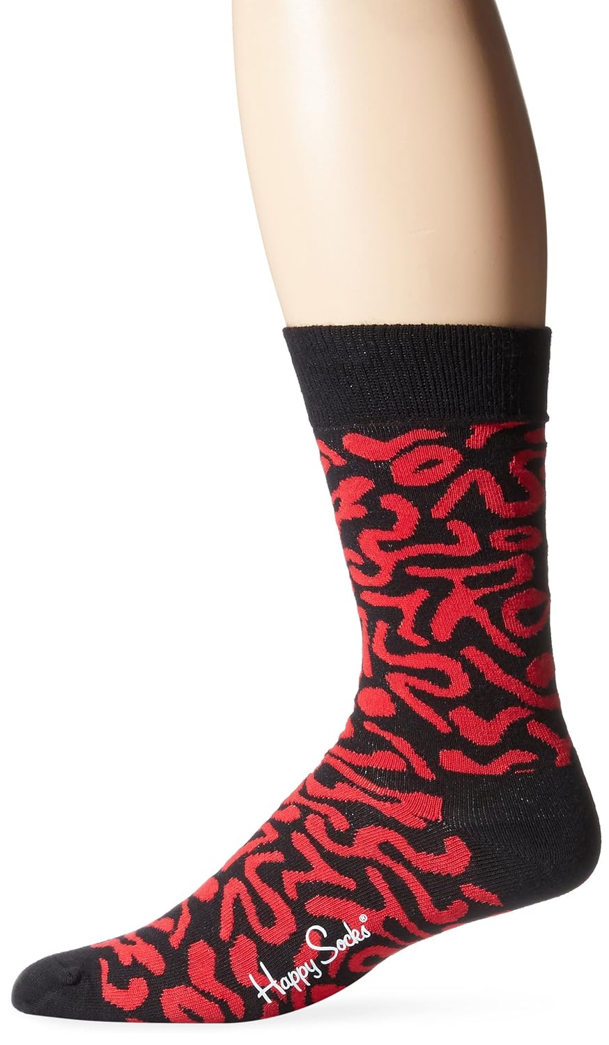 Happy Socks Men's 1Pk Unisex Combed Cotton Crew Artsy, Red/Black, 1013