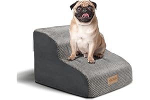 MIORUN Pet Stairs and Ramp, 2 Tiers Dog Stairs for Bed, Couch and Sofa, Safety and Durable Pet Steps for Small Dogs and Cats, Washable High-Density Foam Dog Steps, Perfect for Doggie, Puppy, Up to 12”