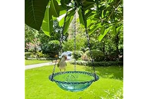 Solar Cascade Hanging Bird Bath Fountain, Outdoor Hanging Bird Bath with Solar Fountain, Weatherproof Hanging Water Feature t