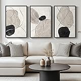 Framed Black and White Beige Abstract Wall Art for