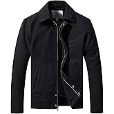 WenVen Men's Lightweight Military Cotton Jacket Casual Spring Lapel Work Coat