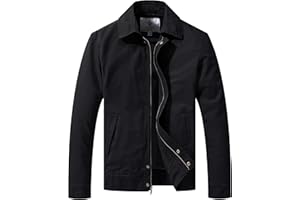WenVen Men's Casual Spring Cotton Military Jacket Lightweight Multi-Pocket Outdoor Coat