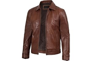 BLINGSOUL Brown Leather Jacket Men - Black Real Lambskin Mens Leather Jacket
