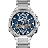 Bulova Men's Precisionist Chronograph Blue Dial Stainless Steel Watch | 44.5mm | 96B349