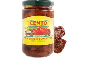 Cento Chefs Sun Dried Tomatoes in Oil & Spices for Pasta, Salad & Antipasto - Grown and Processed in Italy - Gluten-Free, Non-GMO, Low Sodium Italian Tomatoes - 10 Ounce Jar