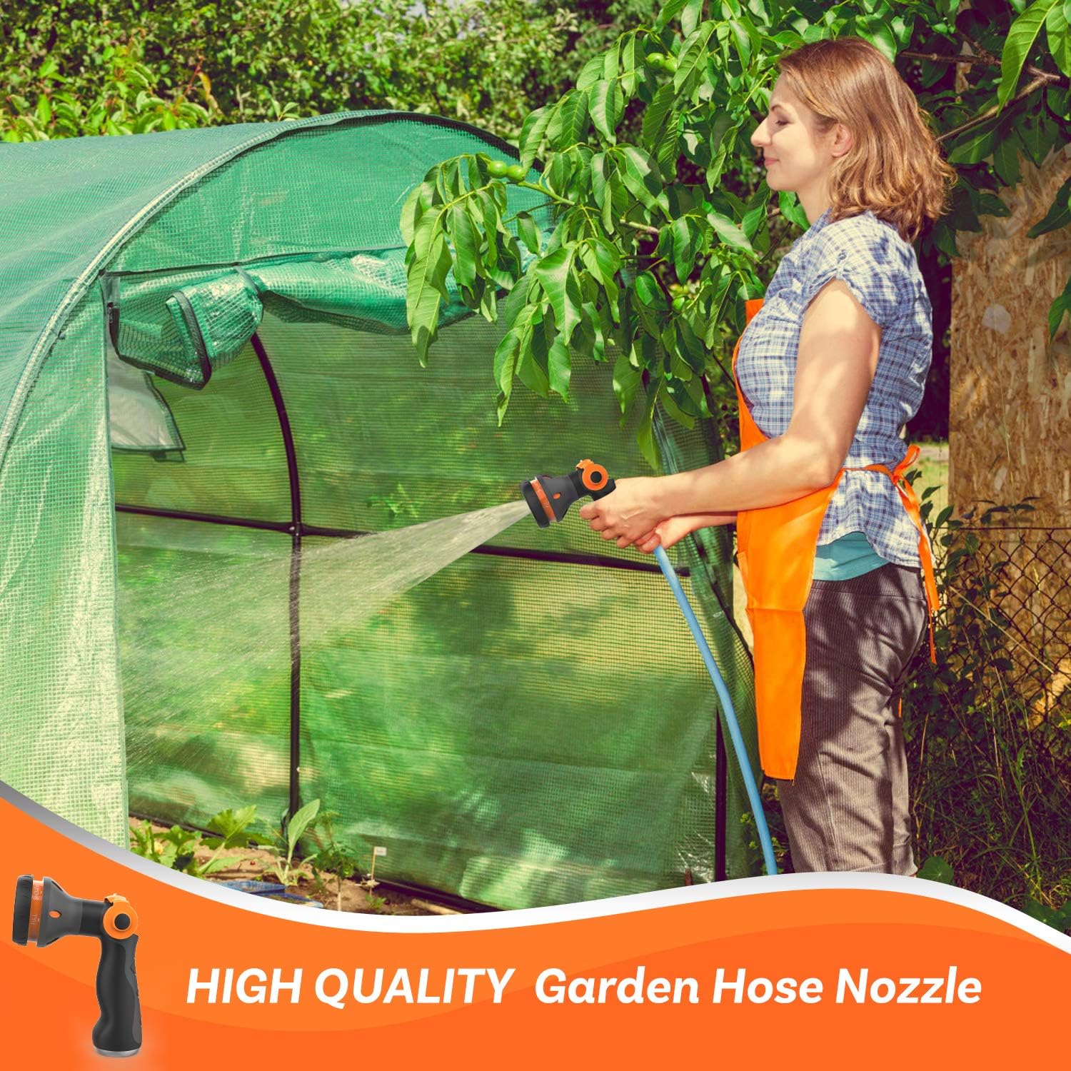 Waysonl Hose Nozzle Garden, Spray Nozzle High Pressure with 8 Adjustable Watering Patterns Thumb Control, Slip Resistant Heavy Duty Water Hose Nozzle for Garden Hose, Watering, Washing, Cleaning : Garden & Outdoor