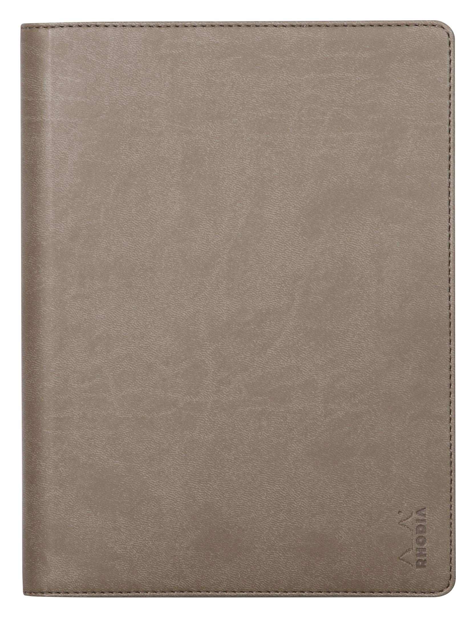 RHODIA 216002C - Rhodiarama No. 16 Taupe Clipboard and Document Holder Booklet - for Notepads or A5 Format Notebooks (14.8 x 21 cm) - Premium Italian Faux Leather - Rhodiarama Collection