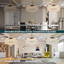 PAFRUMGE 36" Dimmable Gold Fandelier，Modern