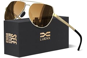 LUENX Aviator Sunglasses for Men Women Polarized New Shades Large Metal Frame - UV 400 Protection