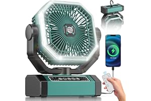 Portable Rechargeable Fan - 9-Inch Camping Fan for Tent, 20000mAh(60Hrs) Battery Operated Fan for Camping, Auto Oscillation C