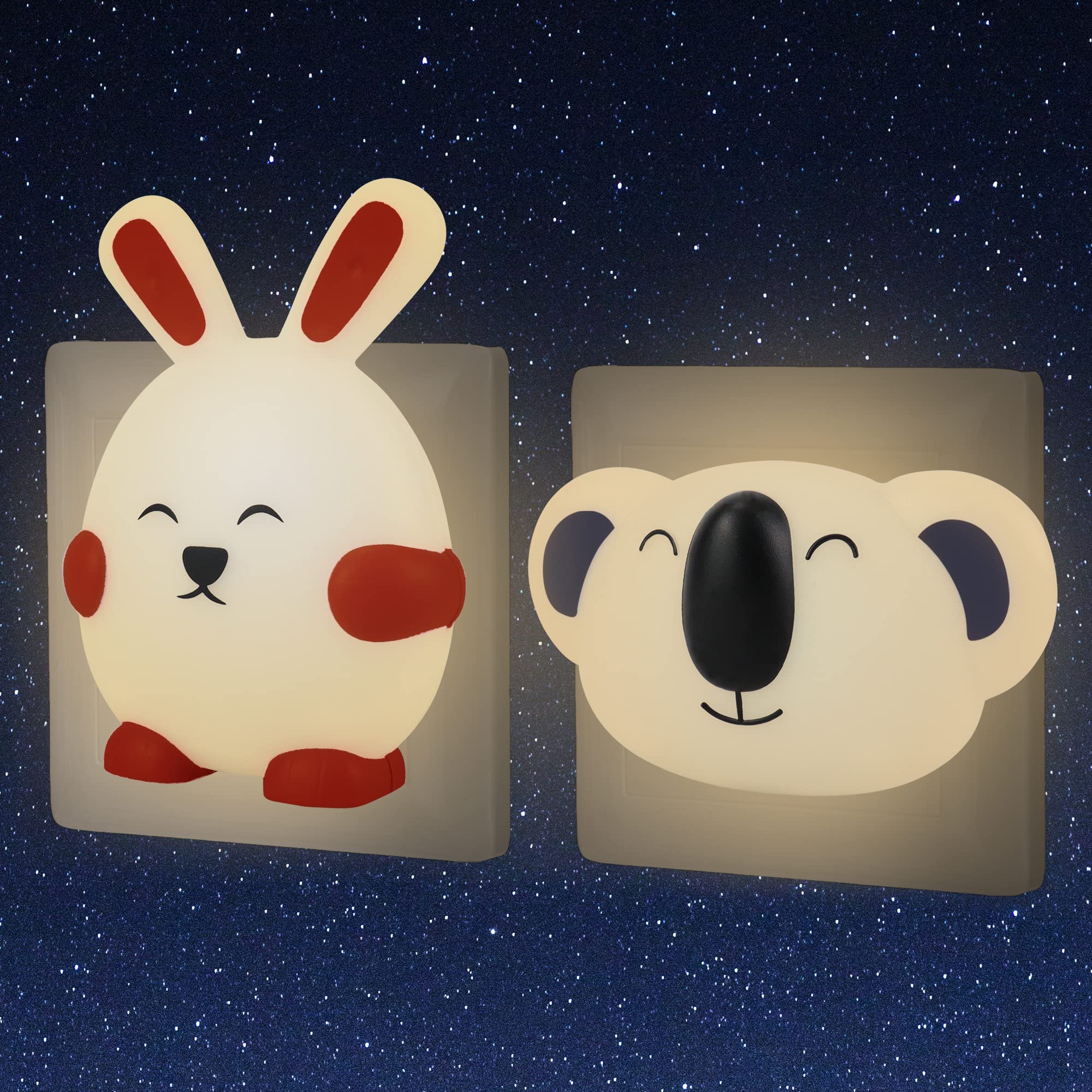 Children Night Light Plug in Wall with Dusk to Dawn Sensor Kawaii Animal Night Lamp for Nursery Decoration Newborn Essentials Baby Girl Gifts, Pack of 2, Koala and Bunny — image 1
