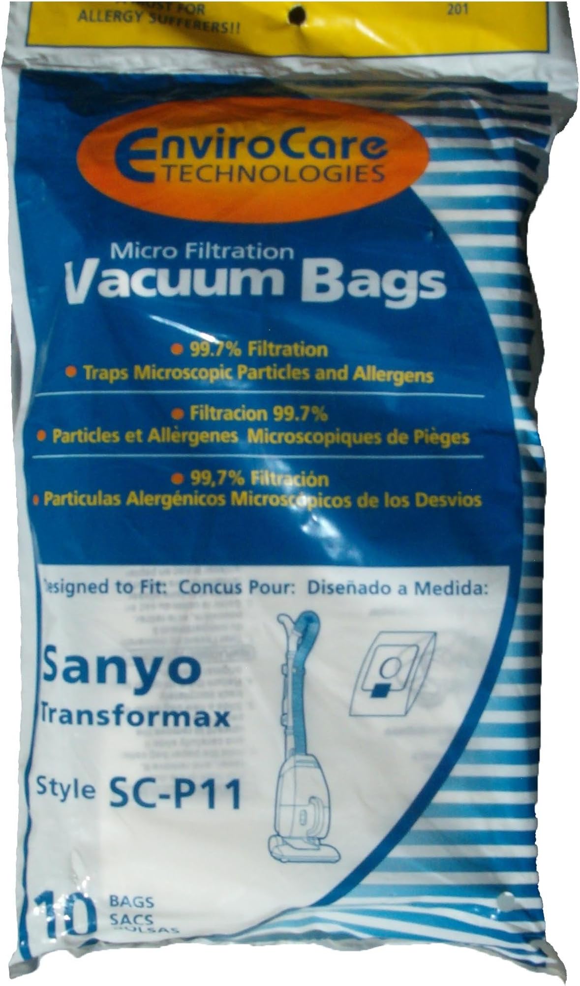 20 Sanyo Allergy Vacuum Bags, Transformax 3-1 Canister Vacuum Cleaners, SA-1411, SAR-1411, SA1411, SA 1411, SAR 1411, SAR1411 or Sears part # 20 30098, 20-30098, 2030098, SC-180 series. SC17, SC150, SC180, SCP11, SC-F2, SCF2 SC15, SC17, SC150, SC180, SC-18L, SC-18