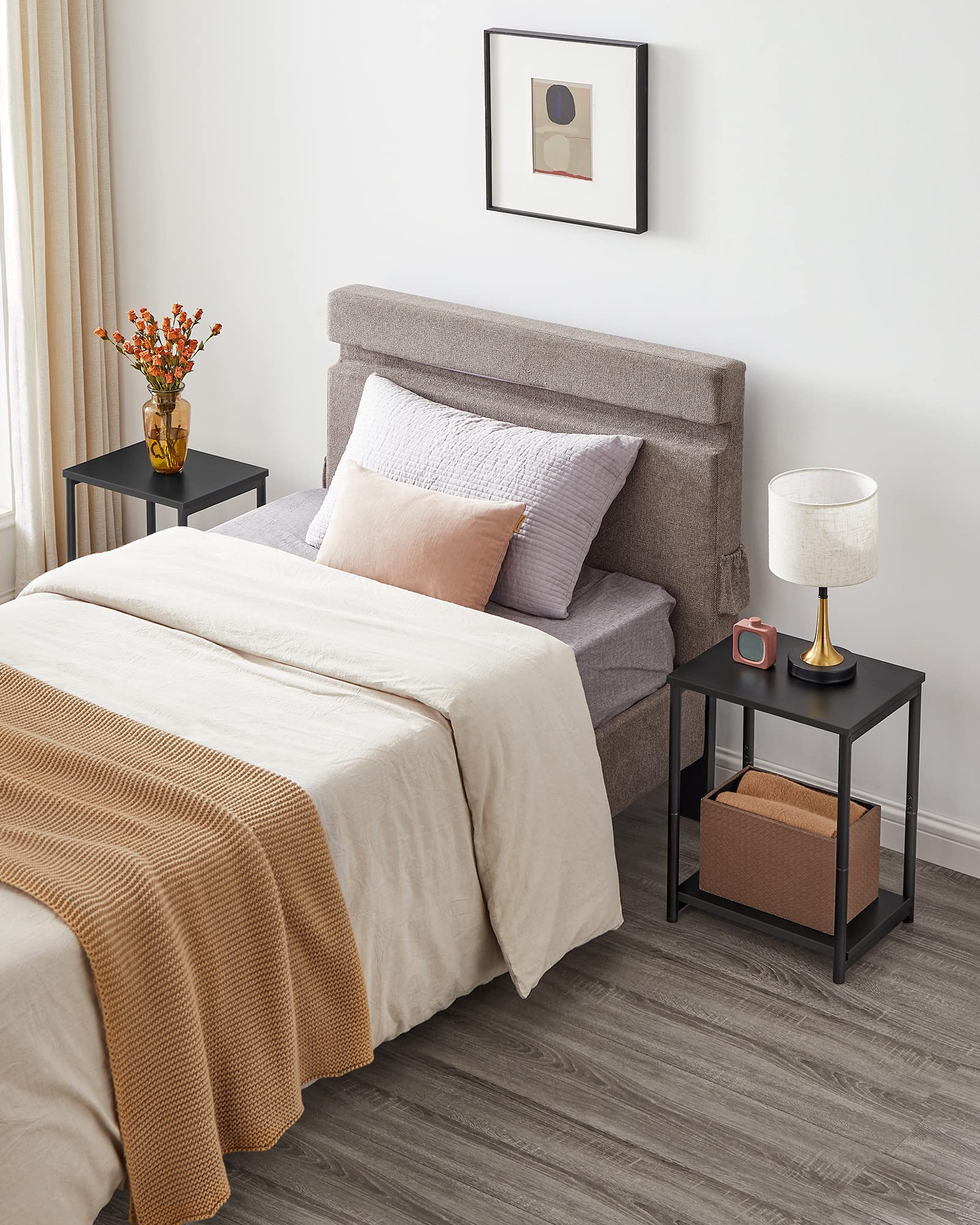 VASAGLE Side Tables Set of 2, Small End Table, Nightstand for Living Room, Bedroom, Office, Bathroom, Black ULET272B16