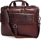 Leder Luxus Crocodile Embossed leather bag for men, 5 Zipper Pockets with Spacious Compartments.,12 x 16 x 4 inches.